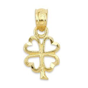 Solid 10k Gold Clover Pendant - Good Luck Charm Symbol Jewelry